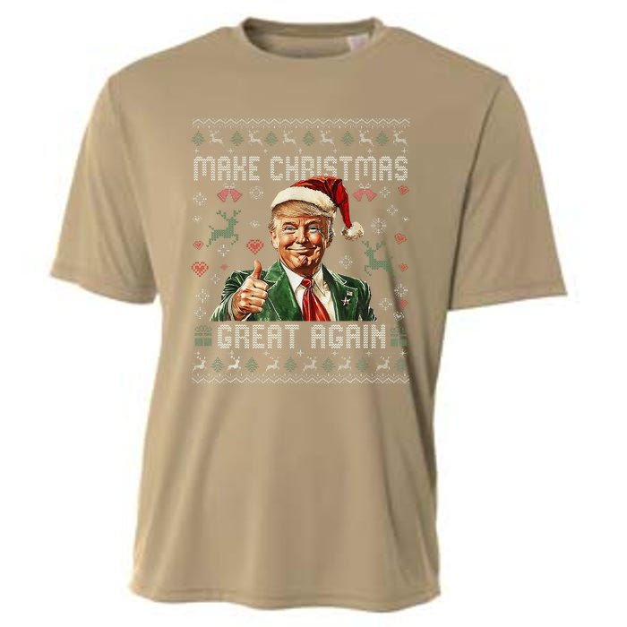 Make Christmas Great Again Funny Santa Trump 2024 Xmas Cooling Performance Crew T-Shirt