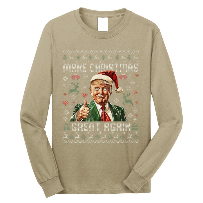 Make Christmas Great Again Funny Santa Trump 2024 Xmas Long Sleeve Shirt