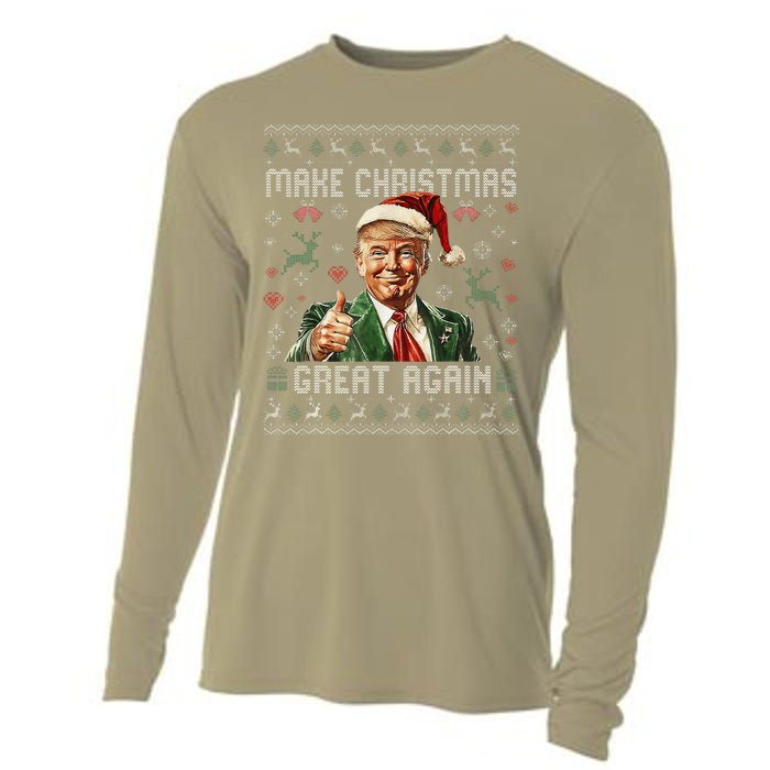 Make Christmas Great Again Funny Santa Trump 2024 Xmas Cooling Performance Long Sleeve Crew