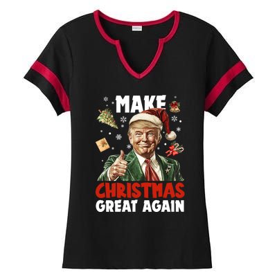 Make Christmas Great Again Pro Donald Trump Holiday Ladies Halftime Notch Neck Tee