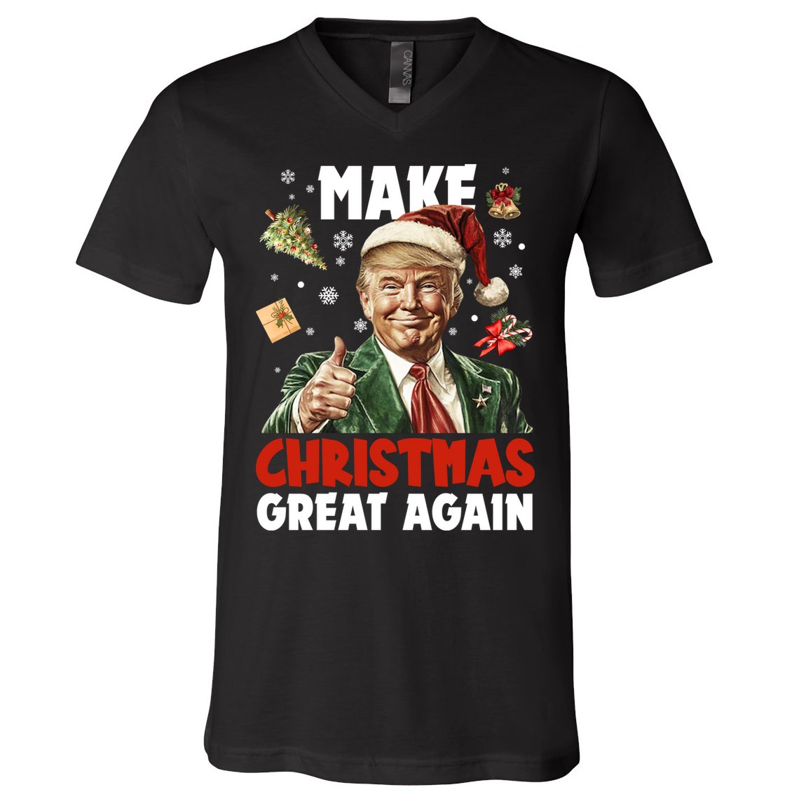 Make Christmas Great Again Pro Donald Trump Holiday V-Neck T-Shirt