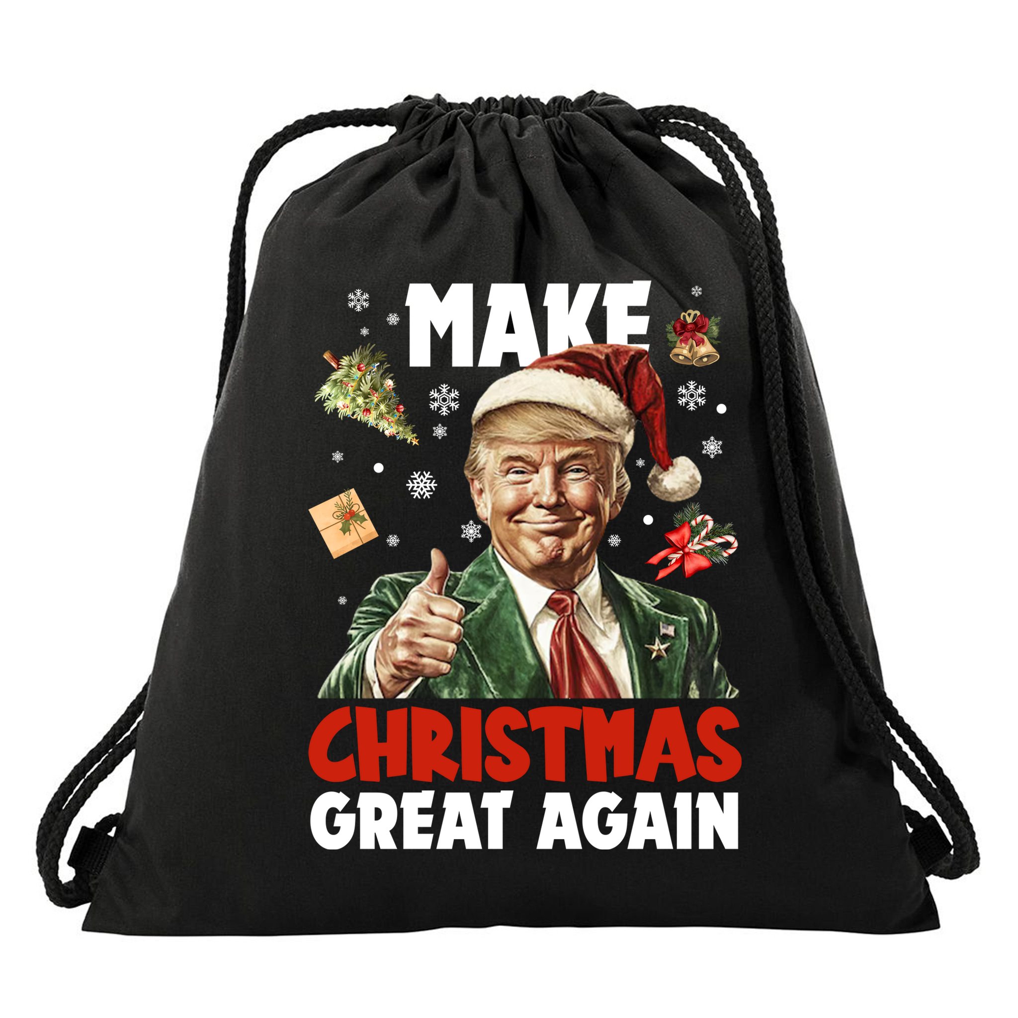 Make Christmas Great Again Pro Donald Trump Holiday Drawstring Bag
