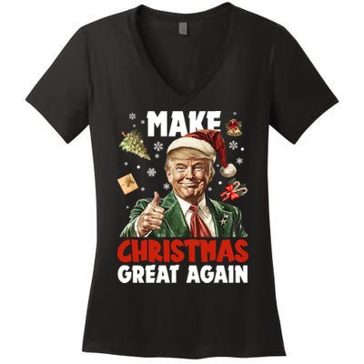 Make Christmas Great Again Pro Donald Trump Holiday Women's V-Neck T-Shirt