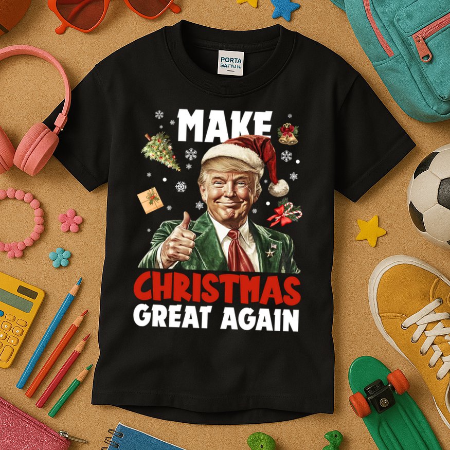 Make Christmas Great Again Pro Donald Trump Holiday Kids T-Shirt