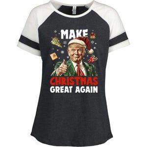 Make Christmas Great Again Pro Donald Trump Holiday Enza Ladies Jersey Colorblock Tee