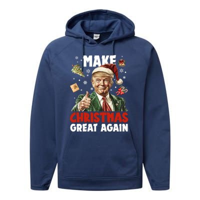 Make Christmas Great Again Pro Donald Trump Holiday Performance Fleece Hoodie