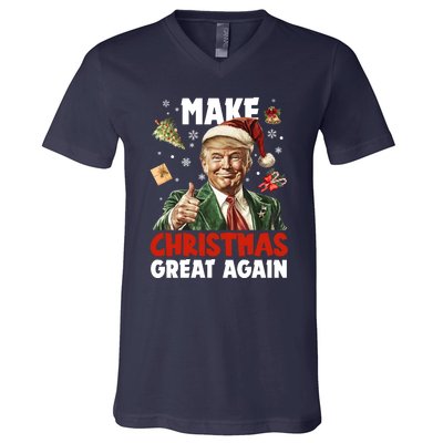 Make Christmas Great Again Pro Donald Trump Holiday V-Neck T-Shirt