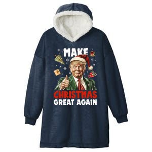 Make Christmas Great Again Pro Donald Trump Holiday Hooded Wearable Blanket