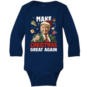 Make Christmas Great Again Pro Donald Trump Holiday Baby Long Sleeve Bodysuit