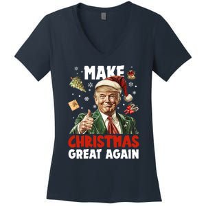 Make Christmas Great Again Pro Donald Trump Holiday Women's V-Neck T-Shirt