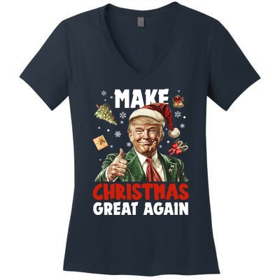 Make Christmas Great Again Pro Donald Trump Holiday Women's V-Neck T-Shirt