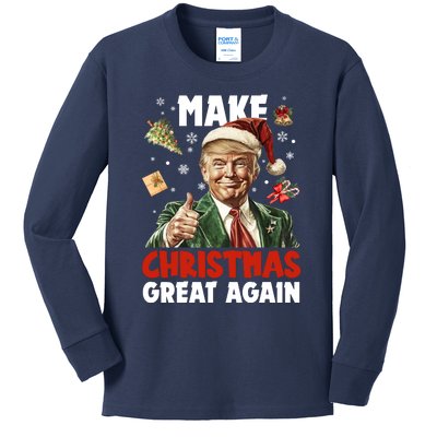 Make Christmas Great Again Pro Donald Trump Holiday Kids Long Sleeve Shirt