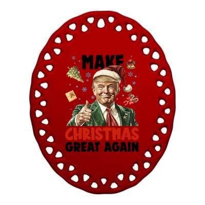 Make Christmas Great Again Pro Donald Trump Holiday Ceramic Oval Ornament