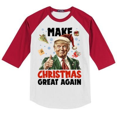 Make Christmas Great Again Pro Donald Trump Holiday Kids Colorblock Raglan Jersey