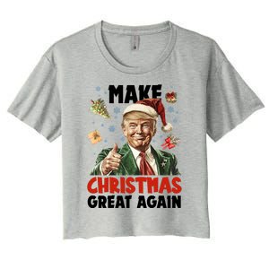 Make Christmas Great Again Pro Donald Trump Holiday Women's Crop Top Tee