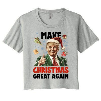 Make Christmas Great Again Pro Donald Trump Holiday Women's Crop Top Tee