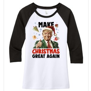 Make Christmas Great Again Pro Donald Trump Holiday Women's Tri-Blend 3/4-Sleeve Raglan Shirt