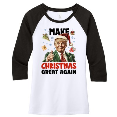 Make Christmas Great Again Pro Donald Trump Holiday Women's Tri-Blend 3/4-Sleeve Raglan Shirt