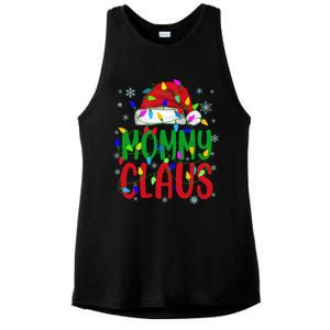 Mommy Claus Gift Christmas Lights Pajama Matching Family Great Gift Ladies PosiCharge Tri-Blend Wicking Tank