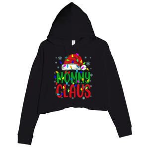 Mommy Claus Gift Christmas Lights Pajama Matching Family Great Gift Crop Fleece Hoodie