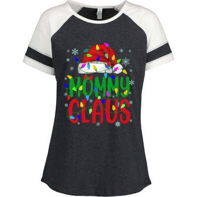 Mommy Claus Gift Christmas Lights Pajama Matching Family Great Gift Enza Ladies Jersey Colorblock Tee