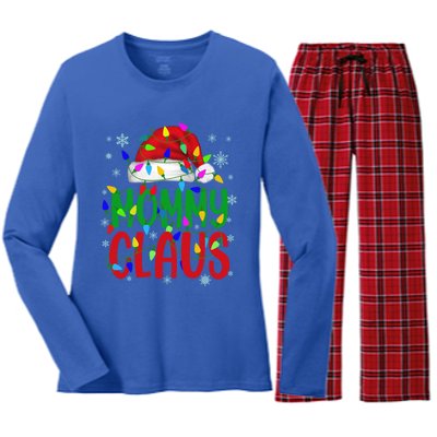 Mommy Claus Gift Christmas Lights Pajama Matching Family Great Gift Women's Long Sleeve Flannel Pajama Set 