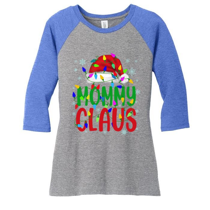 Mommy Claus Gift Christmas Lights Pajama Matching Family Great Gift Women's Tri-Blend 3/4-Sleeve Raglan Shirt