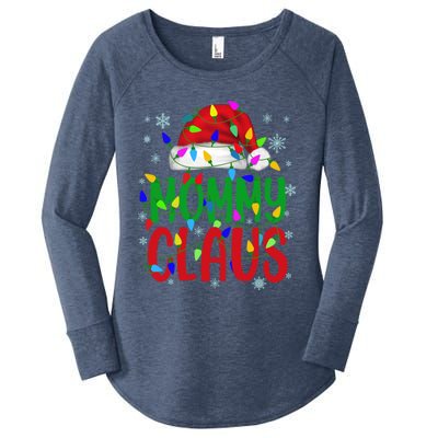 Mommy Claus Gift Christmas Lights Pajama Matching Family Great Gift Women's Perfect Tri Tunic Long Sleeve Shirt