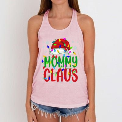 Mommy Claus Gift Christmas Lights Pajama Matching Family Great Gift Women's Knotted Racerback Tank