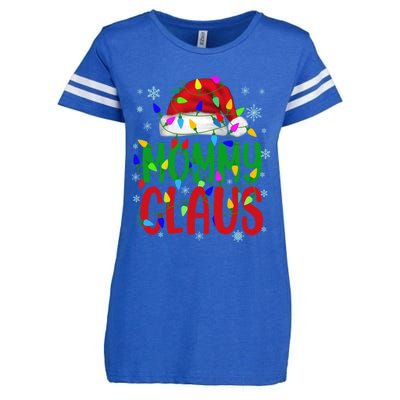 Mommy Claus Gift Christmas Lights Pajama Matching Family Great Gift Enza Ladies Jersey Football T-Shirt