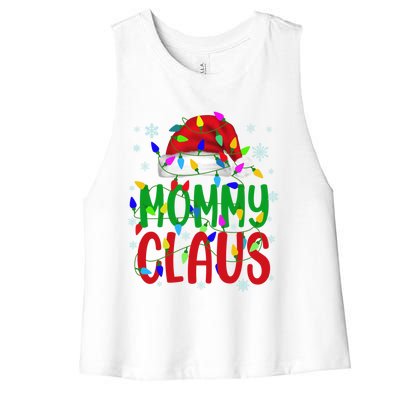 Mommy Claus Gift Christmas Lights Pajama Matching Family Great Gift Women's Racerback Cropped Tank