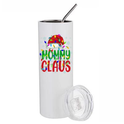 Mommy Claus Gift Christmas Lights Pajama Matching Family Great Gift Stainless Steel Tumbler