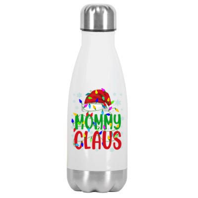 Mommy Claus Gift Christmas Lights Pajama Matching Family Great Gift Stainless Steel Insulated Water Bottle