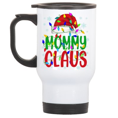 Mommy Claus Gift Christmas Lights Pajama Matching Family Great Gift Stainless Steel Travel Mug