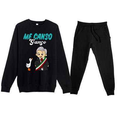 Me Canso Ganso Baby Amlo Cute Lopez Obrador Mexico Premium Crewneck Sweatsuit Set