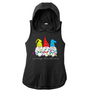 Merry Christmas Gnome Ladies PosiCharge Tri-Blend Wicking Draft Hoodie Tank