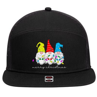 Merry Christmas Gnome 7 Panel Mesh Trucker Snapback Hat