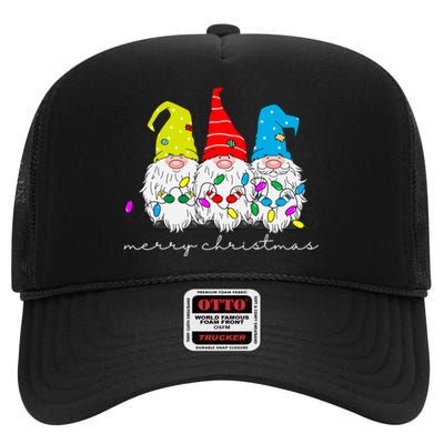 Merry Christmas Gnome High Crown Mesh Back Trucker Hat