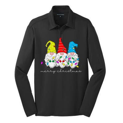 Merry Christmas Gnome Silk Touch Performance Long Sleeve Polo