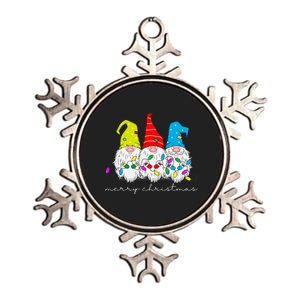 Merry Christmas Gnome Metallic Star Ornament