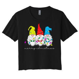 Merry Christmas Gnome Women's Crop Top Tee