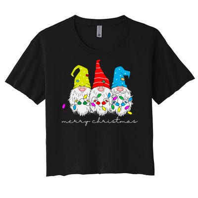 Merry Christmas Gnome Women's Crop Top Tee