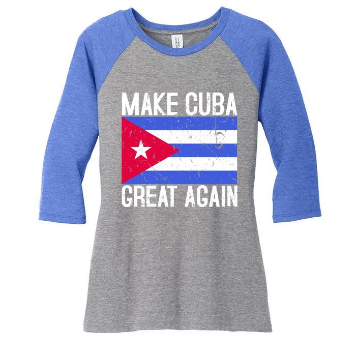 Make Cuba Great Again Cuban Flag Gift Women's Tri-Blend 3/4-Sleeve Raglan Shirt