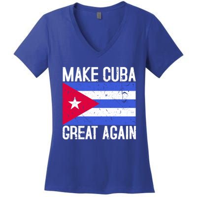 Make Cuba Great Again Cuban Flag Gift Women's V-Neck T-Shirt