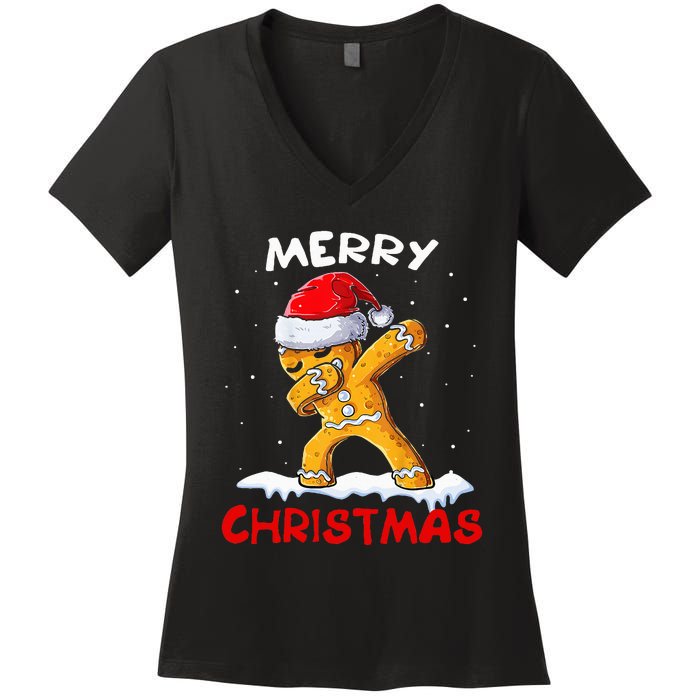 Merry Christmas Gingerbread Xmas Christmas Cookie Bakers Women's V-Neck T-Shirt