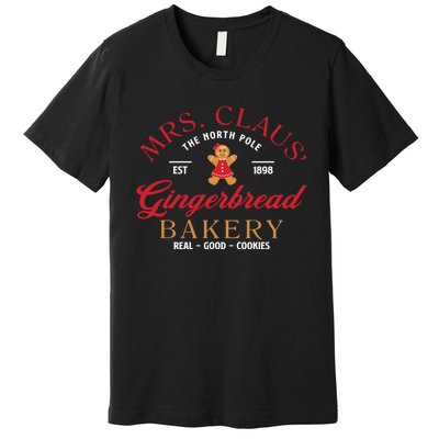 Mrs Claus Gingerbread Bakery Funny Christmas Baker Cookie Premium T-Shirt