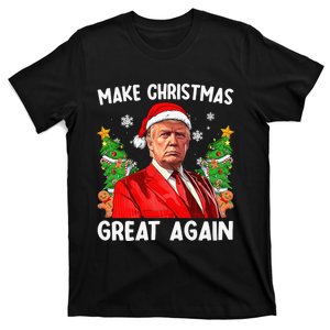 Make Christmas Great Again Funny Santa Hat Trump 2024 Xmas T-Shirt