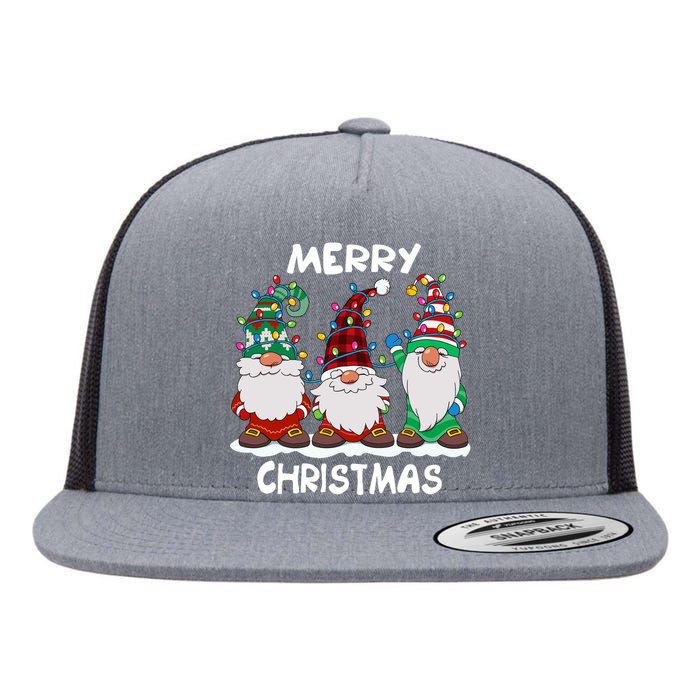 Merry Christmas Gnomes Xmas Family Flat Bill Trucker Hat