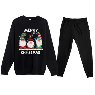 Merry Christmas Gnomes Xmas Family Premium Crewneck Sweatsuit Set