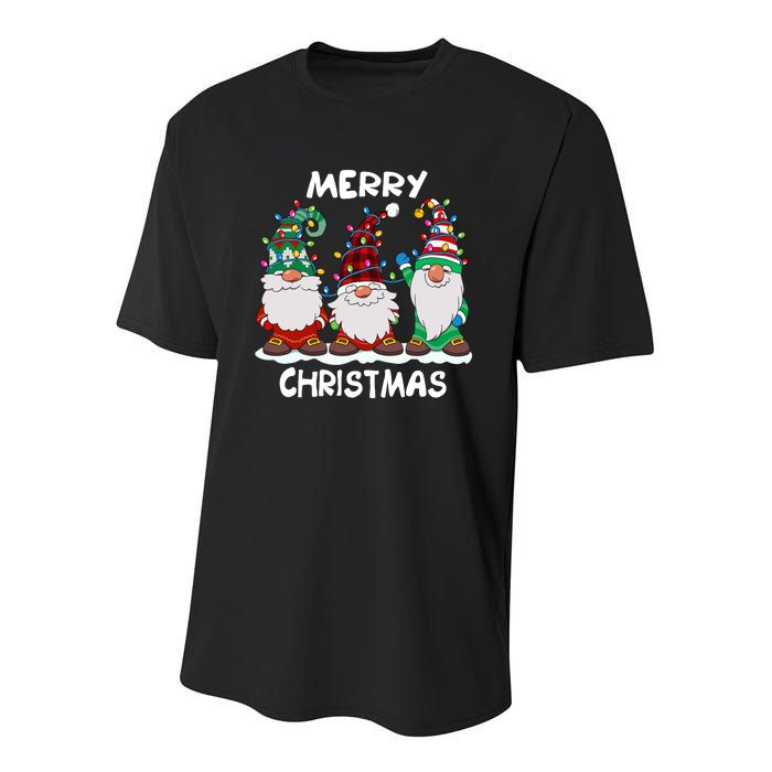 Merry Christmas Gnomes Xmas Family Youth Performance Sprint T-Shirt